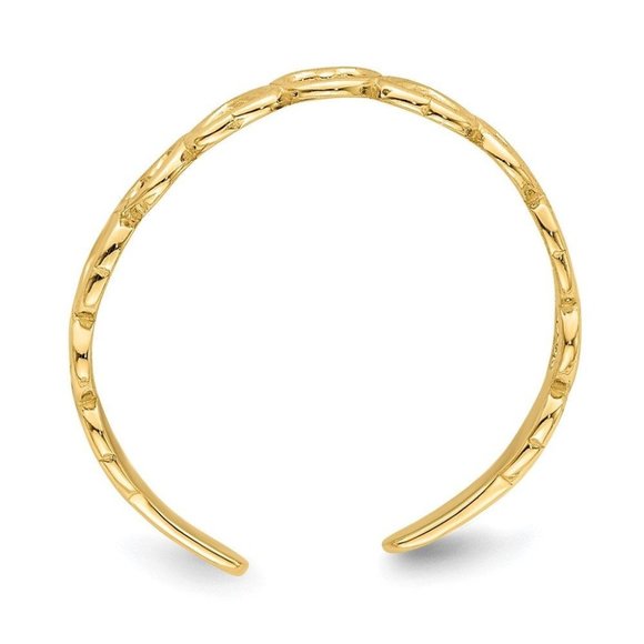 14k Yellow Gold Solid Toe Ring with Hearts Adjustable - Picture 4 of 4